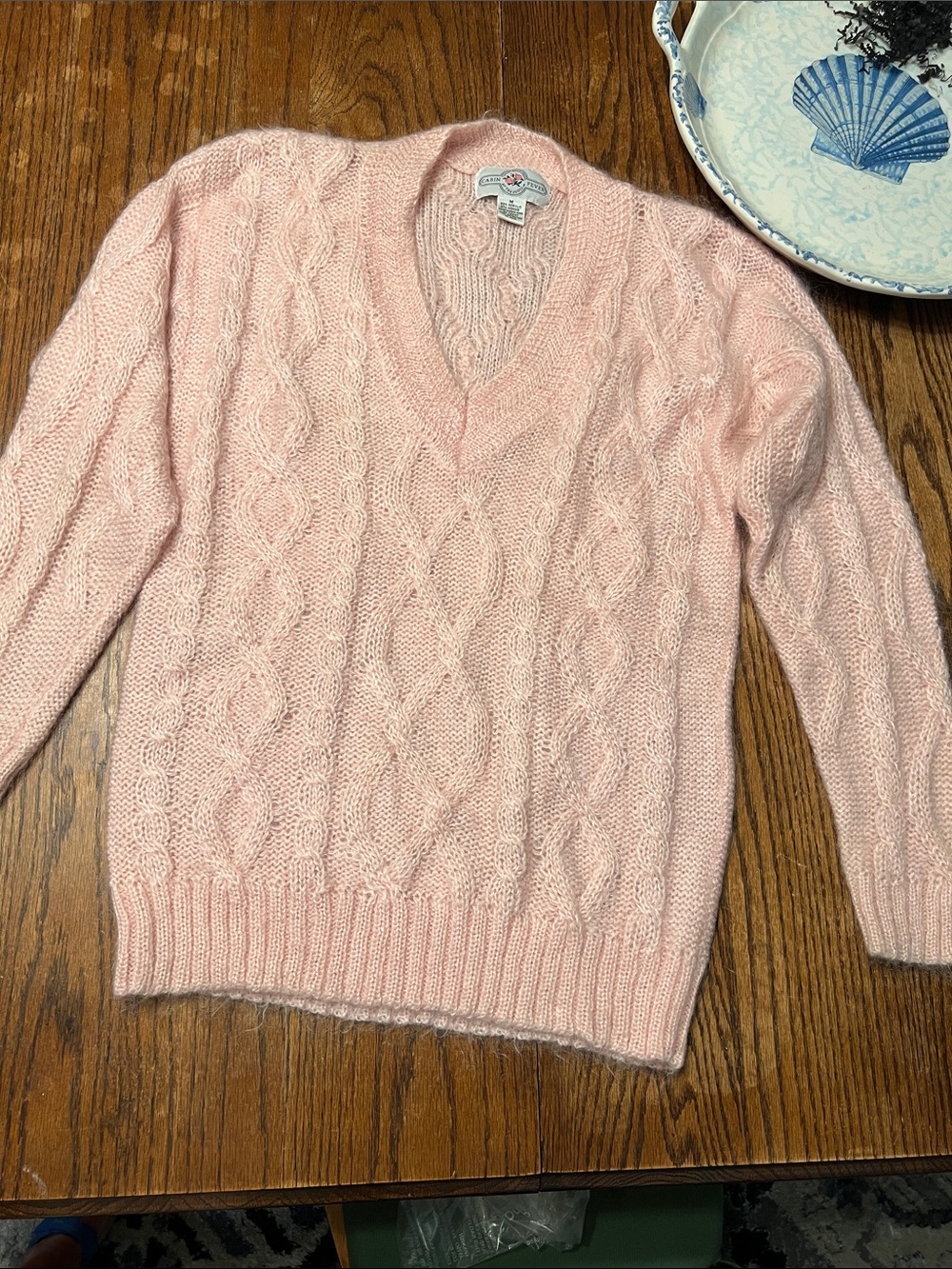 Vintage mohair blend Cabin Fever Cable Knit V-Neck Sweater